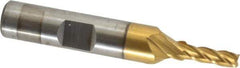 Cleveland - 5/32", 1/2" LOC, 3/8" Shank Diam, 2-3/8" OAL, 4 Flute, High Speed Steel Square End Mill - Single End, TiN Finish, Spiral Flute, 30° Helix, Centercutting, Right Hand Cut, Right Hand Flute, Series HG-4C - USA Tool & Supply