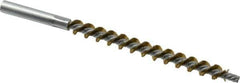 Schaefer Brush - 4" Brush Length, 3/8" Diam, Double Stem, Single Spiral Tube Brush - 6-1/4" Long, Brass, 12-24 Female Connection - USA Tool & Supply