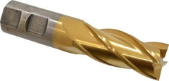 Cleveland - 7/8", 1-7/8" LOC, 7/8" Shank Diam, 4-1/8" OAL, 4 Flute, High Speed Steel Square End Mill - Single End, TiN Finish, Spiral Flute, 30° Helix, Centercutting, Right Hand Cut, Right Hand Flute, Series HG-4C - USA Tool & Supply