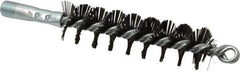 Schaefer Brush - 4-1/2" Brush Length, 1-1/4" Diam, Double Stem, Single Spiral Flue Brush - 7-1/2" Long, Tempered Steel Wire, 1/4" NPSM Male Connection - USA Tool & Supply