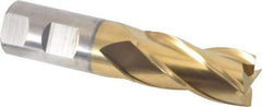 Cleveland - 31/32", 2" LOC, 1" Shank Diam, 4-1/2" OAL, 4 Flute, High Speed Steel Square End Mill - Single End, TiN Finish, Spiral Flute, 30° Helix, Centercutting, Right Hand Cut, Right Hand Flute, Series HG-4C - USA Tool & Supply