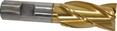Cleveland - 1", 1-7/8" LOC, 3/4" Shank Diam, 4-1/8" OAL, 4 Flute, High Speed Steel Square End Mill - Single End, TiN Finish, Spiral Flute, 30° Helix, Centercutting, Right Hand Cut, Right Hand Flute, Series HG-4C - USA Tool & Supply