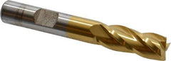 Cleveland - 13/32", 1" LOC, 3/8" Shank Diam, 2-11/16" OAL, 4 Flute, High Speed Steel Square End Mill - Single End, TiN Finish, Spiral Flute, 30° Helix, Centercutting, Right Hand Cut, Right Hand Flute, Series HG-4C - USA Tool & Supply