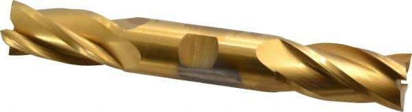 Cleveland - 7/8", 1-7/8" LOC, 7/8" Shank Diam, 6-1/8" OAL, 4 Flute, High Speed Steel Square End Mill - Double End, TiN Finish, Spiral Flute, 30° Helix, Right Hand Cut, Right Hand Flute, Series HD-4 - USA Tool & Supply