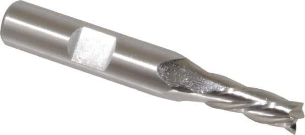 Cleveland - 1/4", 5/8" LOC, 3/8" Shank Diam, 2-7/16" OAL, 4 Flute, High Speed Steel Square End Mill - Single End, Uncoated, Spiral Flute, 30° Helix, Left Hand Cut, Left Hand Flute, Series HG-4LL - USA Tool & Supply