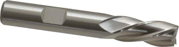 Cleveland - 3/8", 3/4" LOC, 3/8" Shank Diam, 2-1/2" OAL, 4 Flute, High Speed Steel Square End Mill - Single End, Uncoated, Spiral Flute, 30° Helix, Left Hand Cut, Left Hand Flute, Series HG-4LL - USA Tool & Supply