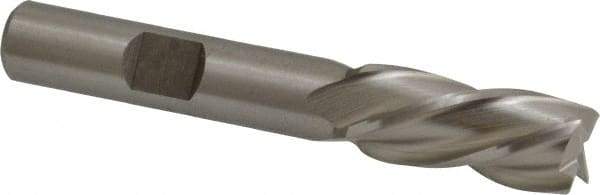 Cleveland - 7/16", 1" LOC, 3/8" Shank Diam, 2-11/16" OAL, 4 Flute, High Speed Steel Square End Mill - Single End, Uncoated, Spiral Flute, 30° Helix, Left Hand Cut, Left Hand Flute, Series HG-4LL - USA Tool & Supply