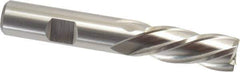 Cleveland - 1/2", 1-1/4" LOC, 1/2" Shank Diam, 3-1/4" OAL, 4 Flute, High Speed Steel Square End Mill - Single End, Uncoated, Spiral Flute, 30° Helix, Left Hand Cut, Left Hand Flute, Series HG-4LL - USA Tool & Supply