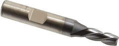 Cleveland - 1/4", 5/8" LOC, 3/8" Shank Diam, 2-7/16" OAL, 4 Flute, High Speed Steel Square End Mill - Single End, TiCN Finish, Spiral Flute, 30° Helix, Left Hand Cut, Left Hand Flute, Series HG-4LL - USA Tool & Supply