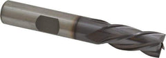 Cleveland - 3/8", 3/4" LOC, 3/8" Shank Diam, 2-1/2" OAL, 4 Flute, High Speed Steel Square End Mill - Single End, TiCN Finish, Spiral Flute, 30° Helix, Left Hand Cut, Left Hand Flute, Series HG-4LL - USA Tool & Supply