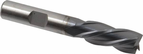 Cleveland - 7/16", 1" LOC, 3/8" Shank Diam, 2-11/16" OAL, 4 Flute, High Speed Steel Square End Mill - Single End, TiCN Finish, Spiral Flute, 30° Helix, Left Hand Cut, Left Hand Flute, Series HG-4LL - USA Tool & Supply