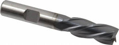 Cleveland - 7/16", 1" LOC, 3/8" Shank Diam, 2-11/16" OAL, 4 Flute, High Speed Steel Square End Mill - Single End, TiCN Finish, Spiral Flute, 30° Helix, Left Hand Cut, Left Hand Flute, Series HG-4LL - USA Tool & Supply