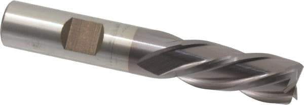Cleveland - 1/2", 1-1/4" LOC, 1/2" Shank Diam, 3-1/4" OAL, 4 Flute, High Speed Steel Square End Mill - Single End, TiCN Finish, Spiral Flute, 30° Helix, Left Hand Cut, Left Hand Flute, Series HG-4LL - USA Tool & Supply