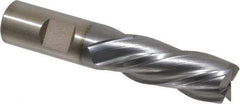 Cleveland - 3/4", 1-5/8" LOC, 3/4" Shank Diam, 3-7/8" OAL, 4 Flute, High Speed Steel Square End Mill - Single End, TiCN Finish, Spiral Flute, 30° Helix, Left Hand Cut, Left Hand Flute, Series HG-4LL - USA Tool & Supply