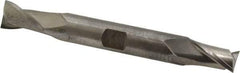Cleveland - 1/2", 13/16" LOC, 1/2" Shank Diam, 4-1/8" OAL, 2 Flute, High Speed Steel Square End Mill - Double End, Uncoated, Spiral Flute, 30° Helix, Centercutting, Right Hand Cut, Right Hand Flute, Series HD-2 - USA Tool & Supply