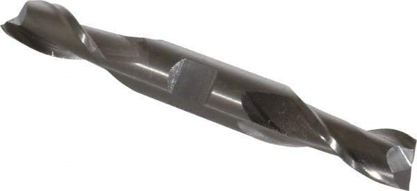 Cleveland - 9/16", 1-1/8" LOC, 5/8" Shank Diam, 5" OAL, 2 Flute, High Speed Steel Square End Mill - Double End, Uncoated, Spiral Flute, 30° Helix, Centercutting, Right Hand Cut, Right Hand Flute, Series HD-2 - USA Tool & Supply