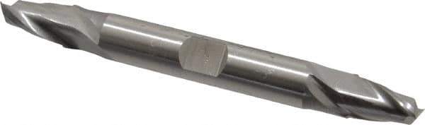 Cleveland - 21/64", 9/16" LOC, 3/8" Shank Diam, 3-1/2" OAL, 2 Flute, High Speed Steel Square End Mill - Double End, Uncoated, Spiral Flute, 30° Helix, Centercutting, Right Hand Cut, Right Hand Flute, Series HD-2 - USA Tool & Supply