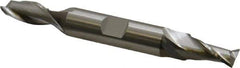 Cleveland - 25/64", 13/16" LOC, 1/2" Shank Diam, 4-1/8" OAL, 2 Flute, High Speed Steel Square End Mill - Double End, Uncoated, Spiral Flute, 30° Helix, Centercutting, Right Hand Cut, Right Hand Flute, Series HD-2 - USA Tool & Supply