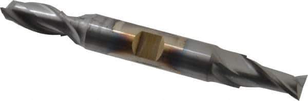 Cleveland - 13/32", 13/16" LOC, 1/2" Shank Diam, 4-1/8" OAL, 2 Flute, High Speed Steel Square End Mill - Double End, TiCN Finish, Spiral Flute, 30° Helix, Centercutting, Right Hand Cut, Right Hand Flute, Series HD-2 - USA Tool & Supply