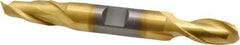 Cleveland - 7/16", 13/16" LOC, 1/2" Shank Diam, 4-1/8" OAL, 2 Flute, High Speed Steel Square End Mill - Double End, TiN Finish, Spiral Flute, 30° Helix, Centercutting, Right Hand Cut, Right Hand Flute, Series HD-2 - USA Tool & Supply