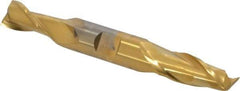 Cleveland - 9/16", 1-1/8" LOC, 5/8" Shank Diam, 5" OAL, 2 Flute, High Speed Steel Square End Mill - Double End, TiN Finish, Spiral Flute, 30° Helix, Centercutting, Right Hand Cut, Right Hand Flute, Series HD-2 - USA Tool & Supply