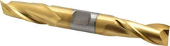 Cleveland - 5/8", 1-1/8" LOC, 5/8" Shank Diam, 5" OAL, 2 Flute, High Speed Steel Square End Mill - Double End, TiN Finish, Spiral Flute, 30° Helix, Centercutting, Right Hand Cut, Right Hand Flute, Series HD-2 - USA Tool & Supply