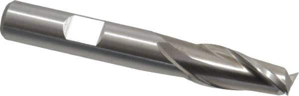 Cleveland - 25/64", 13/16" LOC, 3/8" Shank Diam, 2-11/16" OAL, 2 Flute, High Speed Steel Square End Mill - Single End, Uncoated, Spiral Flute, 30° Helix, Centercutting, Right Hand Cut, Right Hand Flute, Series HG-2 - USA Tool & Supply