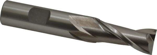 Cleveland - 5/8", 1-5/16" LOC, 5/8" Shank Diam, 3-3/4" OAL, 2 Flute, High Speed Steel Square End Mill - Single End, Uncoated, Spiral Flute, 30° Helix, Centercutting, Right Hand Cut, Right Hand Flute, Series HG-2 - USA Tool & Supply