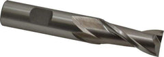 Cleveland - 5/8", 1-5/16" LOC, 5/8" Shank Diam, 3-3/4" OAL, 2 Flute, High Speed Steel Square End Mill - Single End, Uncoated, Spiral Flute, 30° Helix, Centercutting, Right Hand Cut, Right Hand Flute, Series HG-2 - USA Tool & Supply
