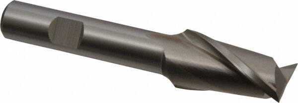 Cleveland - 3/4", 1-5/16" LOC, 1/2" Shank Diam, 3-5/8" OAL, 2 Flute, High Speed Steel Square End Mill - Single End, Uncoated, Spiral Flute, 30° Helix, Centercutting, Right Hand Cut, Right Hand Flute, Series HG-2 - USA Tool & Supply