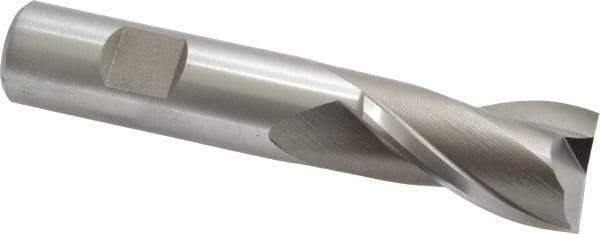 Cleveland - 7/8", 1-1/2" LOC, 3/4" Shank Diam, 4-1/8" OAL, 2 Flute, High Speed Steel Square End Mill - Single End, Uncoated, Spiral Flute, 30° Helix, Centercutting, Right Hand Cut, Right Hand Flute, Series HG-2 - USA Tool & Supply