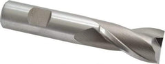 Cleveland - 7/8", 1-1/2" LOC, 3/4" Shank Diam, 4-1/8" OAL, 2 Flute, High Speed Steel Square End Mill - Single End, Uncoated, Spiral Flute, 30° Helix, Centercutting, Right Hand Cut, Right Hand Flute, Series HG-2 - USA Tool & Supply