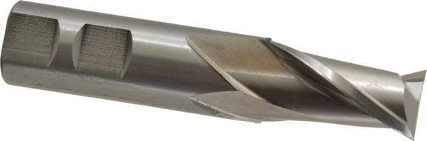 Cleveland - 7/8", 1-1/2" LOC, 7/8" Shank Diam, 4-1/8" OAL, 2 Flute, High Speed Steel Square End Mill - Single End, Uncoated, Spiral Flute, 30° Helix, Centercutting, Right Hand Cut, Right Hand Flute, Series HG-2 - USA Tool & Supply