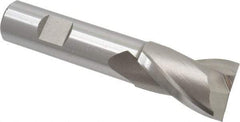 Cleveland - 1", 1-1/2" LOC, 3/4" Shank Diam, 4-1/8" OAL, 2 Flute, High Speed Steel Square End Mill - Single End, Uncoated, Spiral Flute, 30° Helix, Centercutting, Right Hand Cut, Right Hand Flute, Series HG-2 - USA Tool & Supply