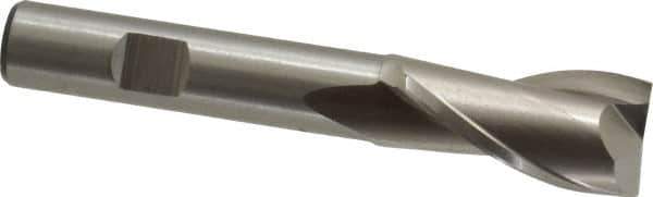 Cleveland - 11/16", 1-5/16" LOC, 1/2" Shank Diam, 3-5/8" OAL, 2 Flute, High Speed Steel Square End Mill - Single End, Uncoated, Spiral Flute, 30° Helix, Centercutting, Right Hand Cut, Right Hand Flute, Series HG-2 - USA Tool & Supply