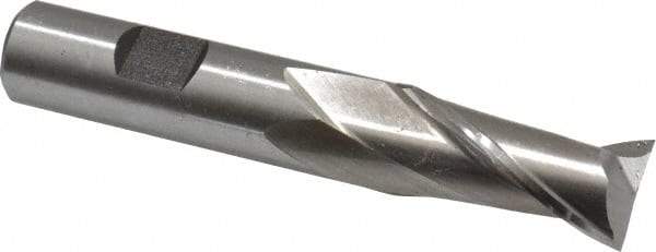 Cleveland - 11/16", 1-5/16" LOC, 5/8" Shank Diam, 3-3/4" OAL, 2 Flute, High Speed Steel Square End Mill - Single End, Uncoated, Spiral Flute, 30° Helix, Centercutting, Right Hand Cut, Right Hand Flute, Series HG-2 - USA Tool & Supply