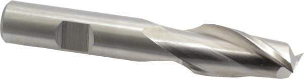 Cleveland - 19/32", 1-1/8" LOC, 1/2" Shank Diam, 3-3/8" OAL, 2 Flute, High Speed Steel Square End Mill - Single End, Uncoated, Spiral Flute, 30° Helix, Centercutting, Right Hand Cut, Right Hand Flute, Series HG-2 - USA Tool & Supply