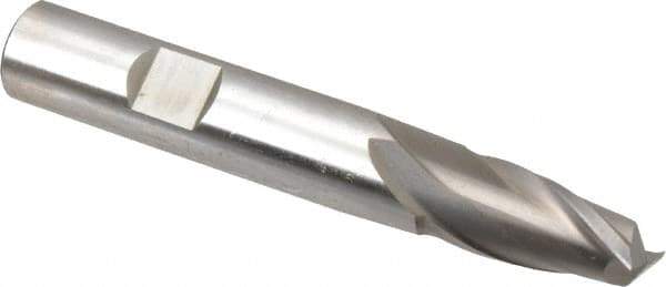 Cleveland - 29/64", 13/16" LOC, 1/2" Shank Diam, 3-1/4" OAL, 2 Flute, High Speed Steel Square End Mill - Single End, Uncoated, Spiral Flute, 30° Helix, Centercutting, Right Hand Cut, Right Hand Flute, Series HG-2 - USA Tool & Supply