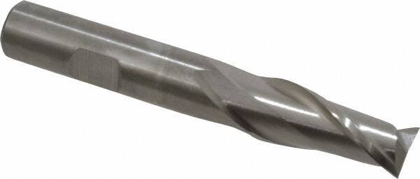 Cleveland - 33/64", 1-1/8" LOC, 1/2" Shank Diam, 3-3/8" OAL, 2 Flute, High Speed Steel Square End Mill - Single End, Uncoated, Spiral Flute, 30° Helix, Centercutting, Right Hand Cut, Right Hand Flute, Series HG-2 - USA Tool & Supply