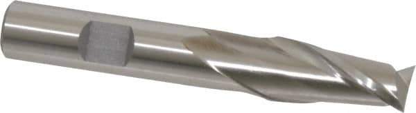 Cleveland - 35/64", 1-1/8" LOC, 1/2" Shank Diam, 3-3/8" OAL, 2 Flute, High Speed Steel Square End Mill - Single End, Uncoated, Spiral Flute, 30° Helix, Centercutting, Right Hand Cut, Right Hand Flute, Series HG-2 - USA Tool & Supply