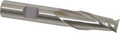 Cleveland - 35/64", 1-1/8" LOC, 1/2" Shank Diam, 3-3/8" OAL, 2 Flute, High Speed Steel Square End Mill - Single End, Uncoated, Spiral Flute, 30° Helix, Centercutting, Right Hand Cut, Right Hand Flute, Series HG-2 - USA Tool & Supply