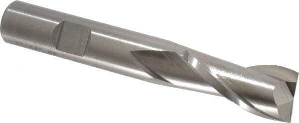 Cleveland - 37/64", 1-1/8" LOC, 1/2" Shank Diam, 3-3/8" OAL, 2 Flute, High Speed Steel Square End Mill - Single End, Uncoated, Spiral Flute, 30° Helix, Centercutting, Right Hand Cut, Right Hand Flute, Series HG-2 - USA Tool & Supply