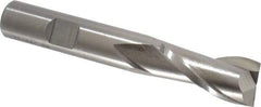 Cleveland - 37/64", 1-1/8" LOC, 1/2" Shank Diam, 3-3/8" OAL, 2 Flute, High Speed Steel Square End Mill - Single End, Uncoated, Spiral Flute, 30° Helix, Centercutting, Right Hand Cut, Right Hand Flute, Series HG-2 - USA Tool & Supply