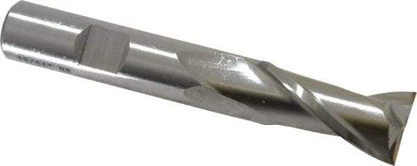 Cleveland - 39/64", 1-1/8" LOC, 1/2" Shank Diam, 3-3/8" OAL, 2 Flute, High Speed Steel Square End Mill - Single End, Uncoated, Spiral Flute, 30° Helix, Centercutting, Right Hand Cut, Right Hand Flute, Series HG-2 - USA Tool & Supply