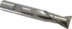 Cleveland - 39/64", 1-1/8" LOC, 1/2" Shank Diam, 3-3/8" OAL, 2 Flute, High Speed Steel Square End Mill - Single End, Uncoated, Spiral Flute, 30° Helix, Centercutting, Right Hand Cut, Right Hand Flute, Series HG-2 - USA Tool & Supply