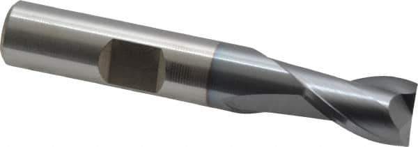 Cleveland - 3/8", 9/16" LOC, 3/8" Shank Diam, 2-1/2" OAL, 2 Flute, High Speed Steel Square End Mill - Single End, TiCN Finish, Spiral Flute, 30° Helix, Centercutting, Right Hand Cut, Right Hand Flute, Series HG-2 - USA Tool & Supply