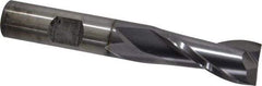 Cleveland - 9/16", 1-1/8" LOC, 1/2" Shank Diam, 3-3/8" OAL, 2 Flute, High Speed Steel Square End Mill - Single End, TiCN Finish, Spiral Flute, 30° Helix, Centercutting, Right Hand Cut, Right Hand Flute, Series HG-2 - USA Tool & Supply