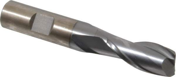 Cleveland - 5/8", 1-5/16" LOC, 5/8" Shank Diam, 3-1/4" OAL, 2 Flute, High Speed Steel Square End Mill - Single End, TiCN Finish, Spiral Flute, 30° Helix, Centercutting, Right Hand Cut, Right Hand Flute, Series HG-2 - USA Tool & Supply