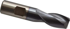 Cleveland - 3/4", 1-5/16" LOC, 3/4" Shank Diam, 3-5/8" OAL, 2 Flute, High Speed Steel Square End Mill - Single End, TiCN Finish, Spiral Flute, 30° Helix, Centercutting, Right Hand Cut, Right Hand Flute, Series HG-2 - USA Tool & Supply