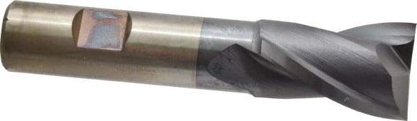 Cleveland - 1", 1-1/2" LOC, 3/4" Shank Diam, 4" OAL, 2 Flute, High Speed Steel Square End Mill - Single End, TiCN Finish, Spiral Flute, 30° Helix, Centercutting, Right Hand Cut, Right Hand Flute, Series HG-2 - USA Tool & Supply